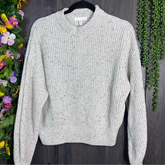-💙2/$40💙H&M Crew Neck Ribbed Chunky Knit Speckled Woven Sweater Size Small - Picture 4 of 15